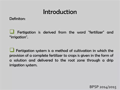 Fertigation system | PPT