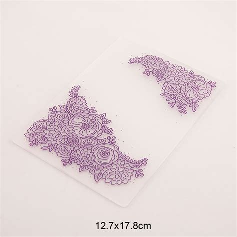 Flower Corner Textured Plastic Embossing Folders For Card Making