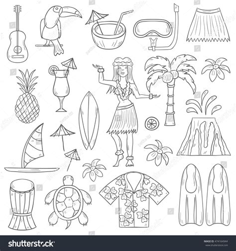 Vector Illustration Cartoon Hand Drawn Hawaii Stock Vector Royalty