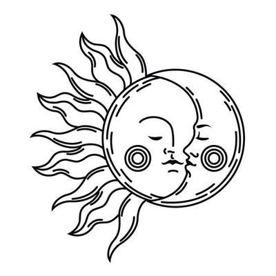 Sun And Moon Outline Vector Art, Icons, and Graphics for Free Download