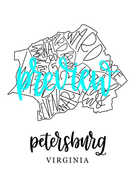 Petersburg VA Map | Etsy