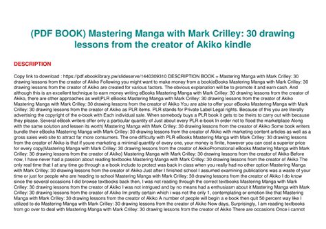 Ppt Pdf Book Mastering Manga With Mark Crilley Drawing Lessons