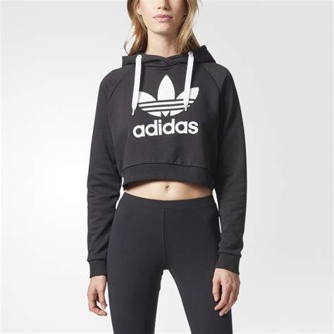 Adidas Trefoil Crop Hoodie Womens Hoodies Hoodie Fashion Adidas