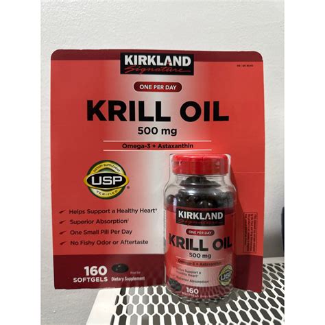 Kirkland Krill Oil Omega 3 Astaxanthin No Fishy Aftertaste 500 Mg