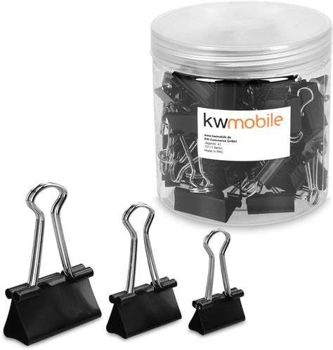 Kwmobile Set Of Binder Clips 60 Pack Paper Clamps Foldback Clips