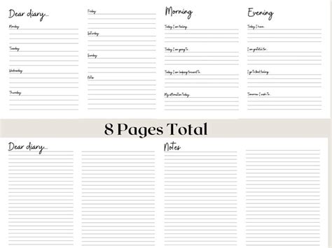 Digital and Printable Daily, Weekly, Diary, Journal Templates - Etsy