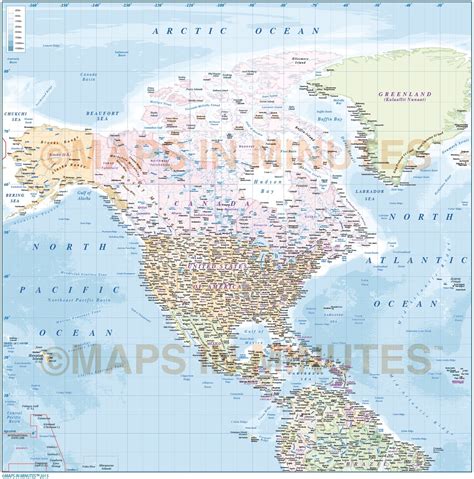 North America detailed political map in Illustrator AI vector format, with state insets and ...