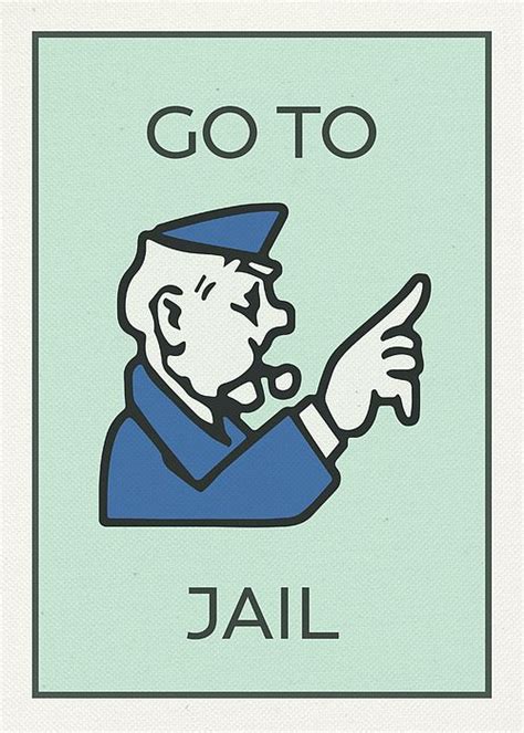 Go To Jail Vintage Monopoly Board Game Theme Card Greeting Card by Design Turnpike | Board game ...