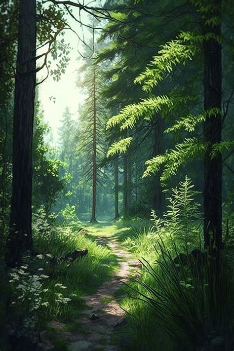 Peaceful Summer in the Forest | Landscape paintings, Fantasy art landscapes, Scenery wallpaper