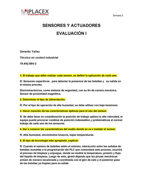 EVA 1 Sensores SENSORES Y ACTUADORES EVALUACIÓN I Gerardo Yañez