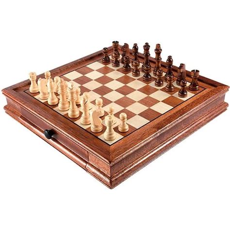 MNBV Jeu d échecs magnétique en Bois avec tiroirs de Rangement Jeu d