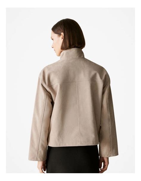 Trenery Suede Cropped Blouson Jacket In Atmosphere Myer