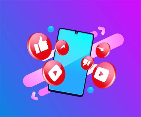 Youtube 3d Social Media Iconen Met Smartphone Symbool Premium Vector