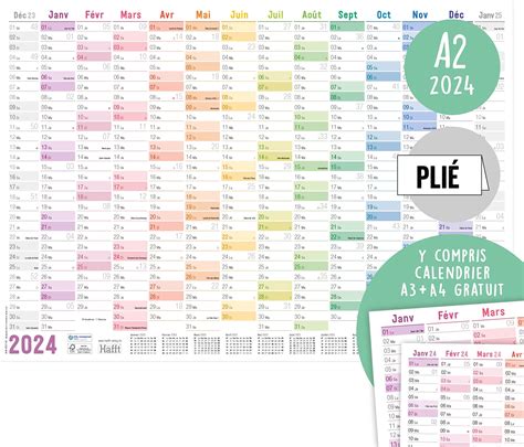 Calendrier Mural 2024 Grand Calendrier Annuel 75 X 52 5 Cm