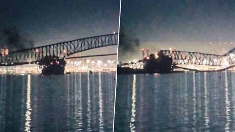 Us Bridge Collapse Francis Scott Key Bridge In Baltimore Collapses After Container Ship Hits It