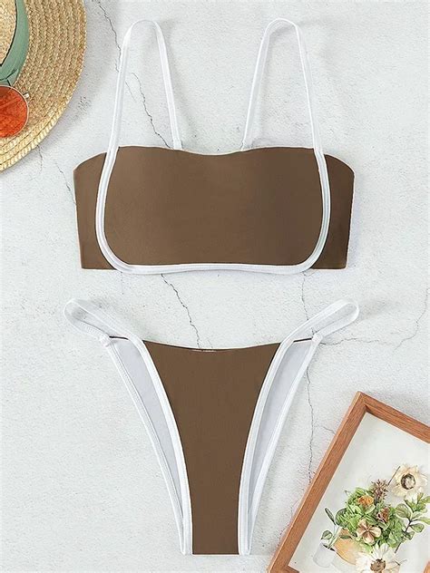 Sexy Splicing Mini Micro Thong Bikini Female Swimsuit Women Swimwear Two Pieces Bikini Set