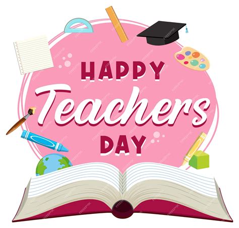 Premium Vector Happy Teachers Day Banner With School Objects