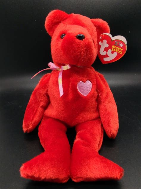 Ty Beanie Baby Valentine Kiss E The Red Bear Retired Rare Mwmt Etsy