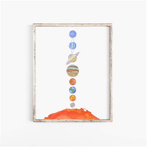 Watercolor Planets And Sun Solar System Painting Giclee Etsy