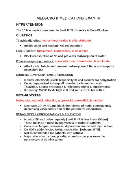 Medsurg II Medications Exam IV MEDSURG II MEDICATIONS EXAM IV