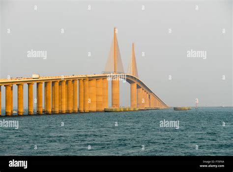 Sunshine Skyway Bridge at sunset in Tampa Bay, Florida Stock Photo - Alamy