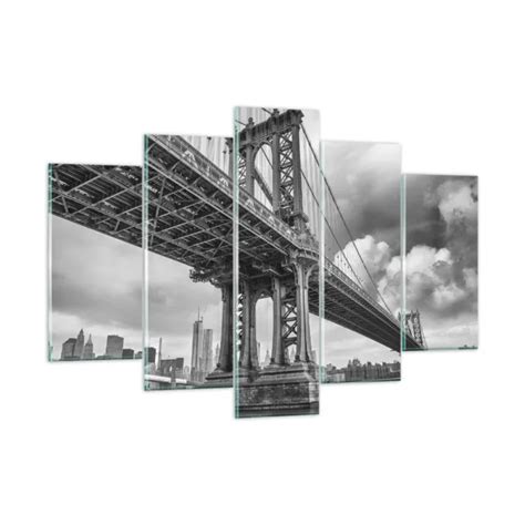 IMPRESSION SUR VERRE 150x100cm Tableaux Image Photo Manhattan Pont Noir