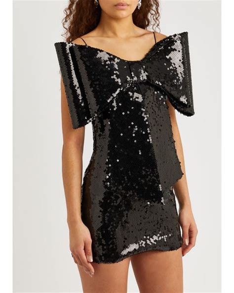 Mach Mach Bow Embellished Sequin Mini Dress In Black Lyst