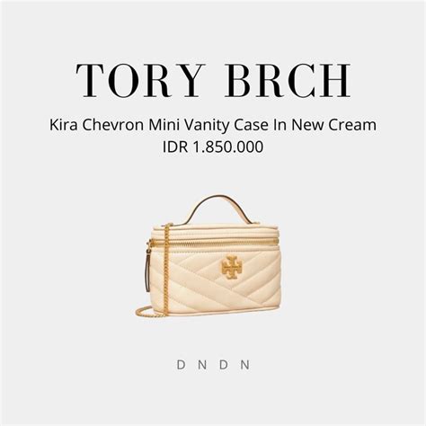 Jual Tory Burch Kira Chevron Mini Vanity Case In New Cream Shopee