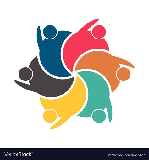 Group Of Six Persons In Circle Holding Handsthe Vector Image