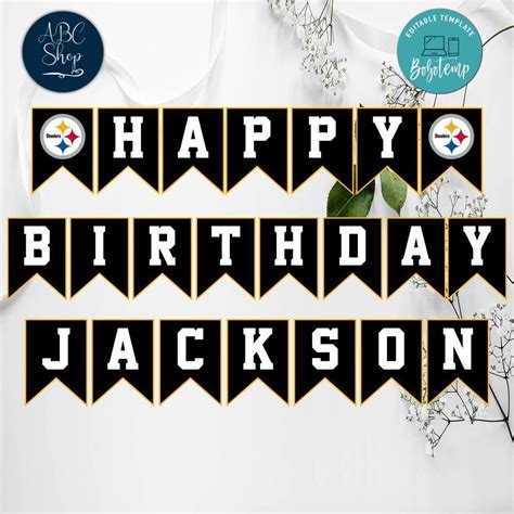 Pittsburgh Steelers Birthday Banner Instant Download Bobotemp