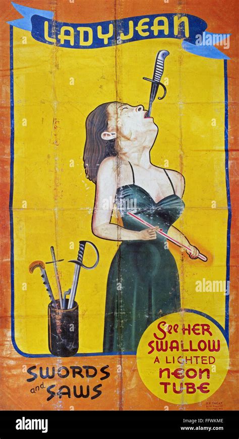 Sword Swallower C1955 Namerican Sideshow Poster Featuring Sword