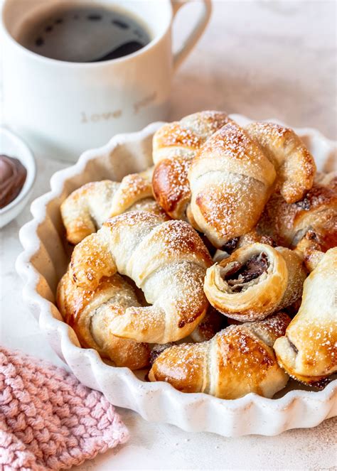 Mini Schoko Croissants mit nutella einfache Nuss Nougat Hörnchen