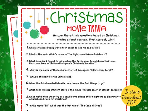 Christmas Movie Trivia Game Christmas Trivia Christmas Party Game ...