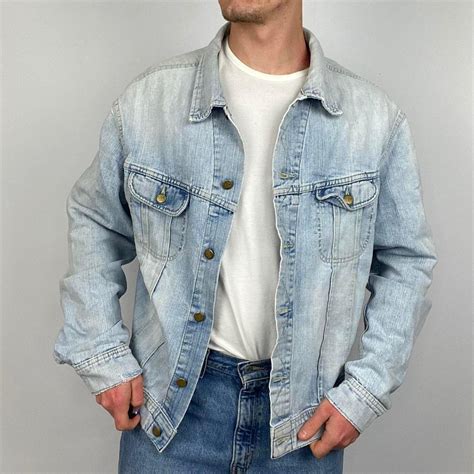 Lee Jeans Denim Jacket Light Blue Large Denim Jeans Depop