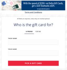 Get A Starbucks Gift Card When Buying A Delta Gift Card