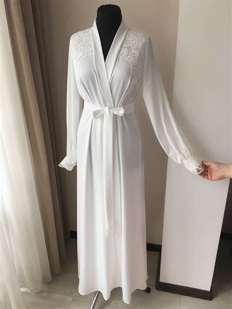 Maxi Bridal Robe Long Robe For Bride Lace Maxi Robe White Etsy Long