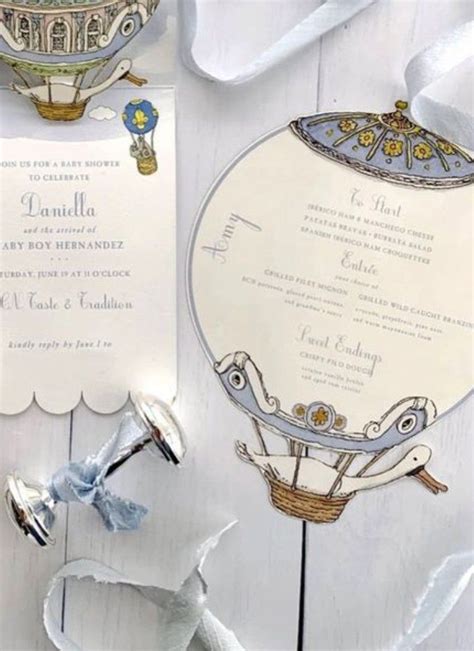 Vintage Hot Air Balloon Baby Shower Invitations