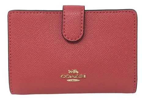 Coach Crossgrain Leather Medium Corner Zip Wallet Poppy Amazon