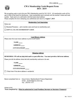 Fillable Online CWA LOCAL Fax Email Print PdfFiller