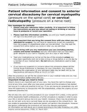 Fillable Online Cuh Org Patient Information And Consent To Anterior