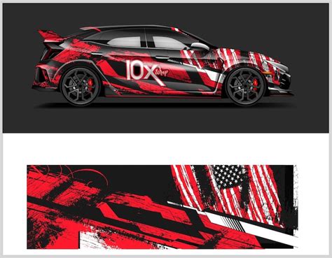 Premium Vector American Flag Car Wrap Design