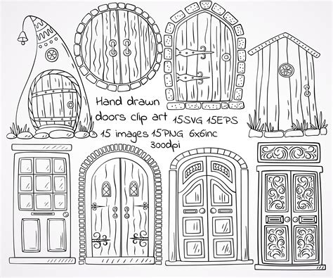 Hand Drawn Doors Clipart Doors Svg Doors Png 15 Separete Etsy Australia