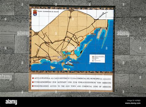 Map of Arrecife made of colored tiles Lanzarote Stock Photo - Alamy