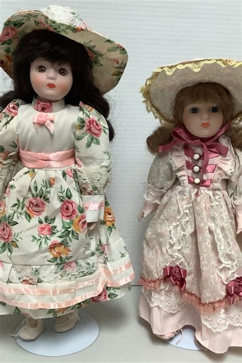 Lot Of Cute Porcelain Dolls Blonde Hair Blue Eyes Sailor And Country Patchwork Dresses