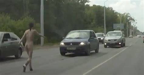 Video NAKED Woman Leaves Car And Runs Through Traffic During Roadside Search Mirror Online