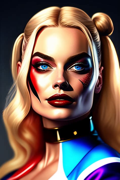 Lexica A Portret With Margot Robbie As Harley Quinn Hyperrealistic