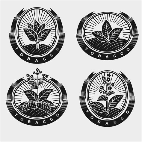 Premium Vector Tobacco Leaf Label And Icon Set Collection Icons