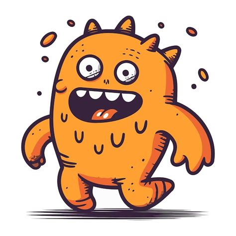 Monstruo de dibujos animados divertido corriendo ilustración vectorial