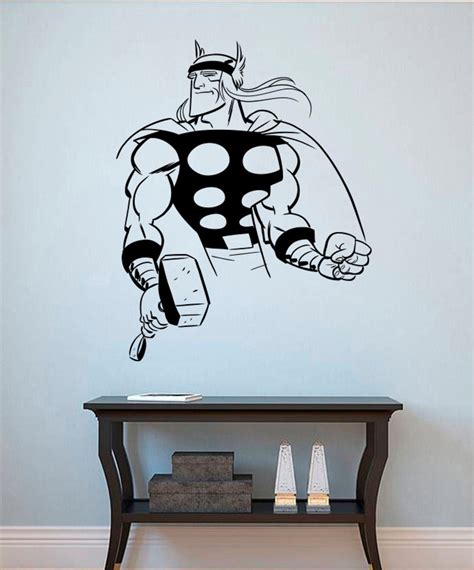 Thor Wall Decal Thor Avenger Vinyl Sticker Superhero Wall Etsy Uk