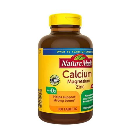 Nature Made Calcium Magnesium Zinc with Vitamin D3 - 300 Tablets